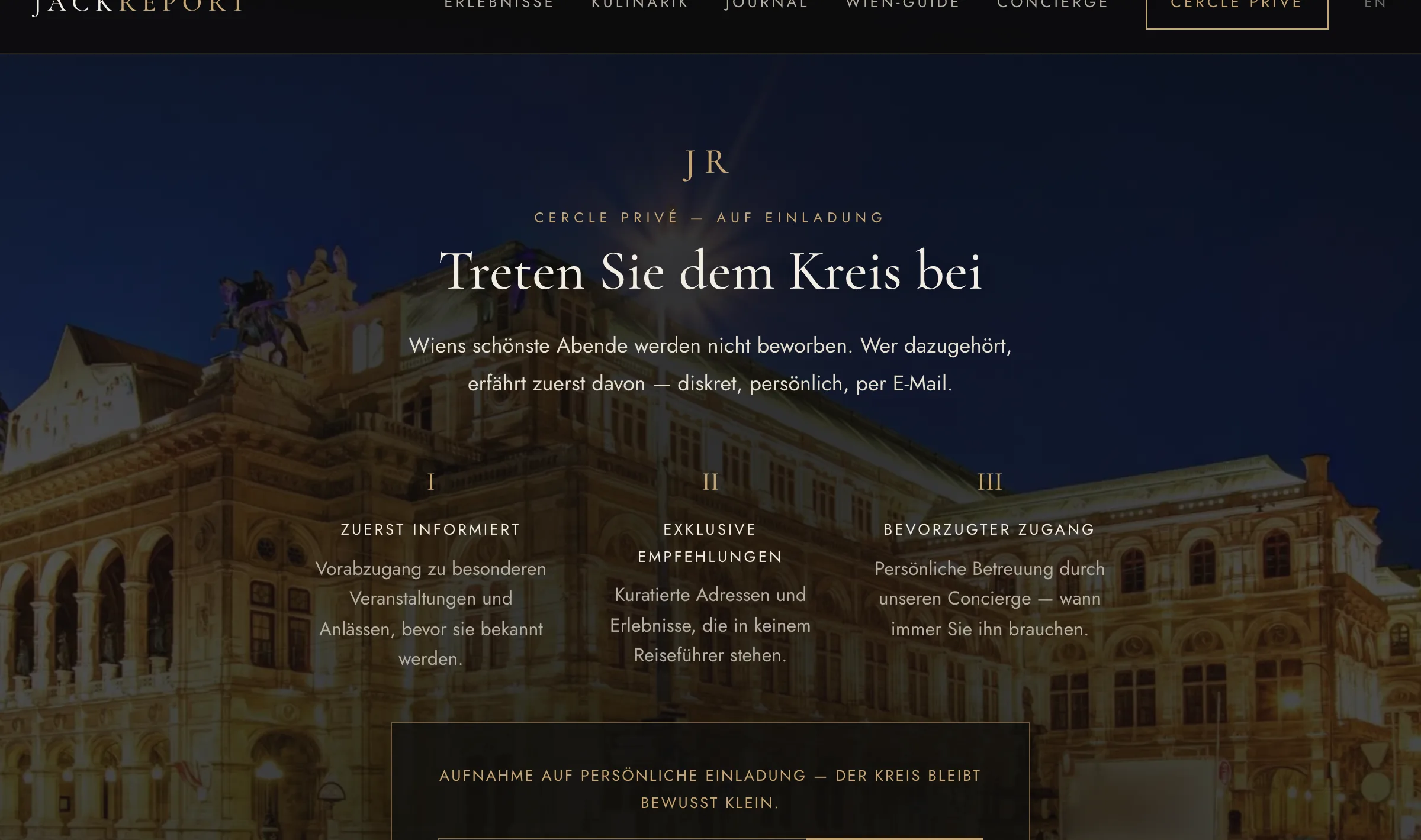 The invitation to the Cercle Privé: one field, one consent, join