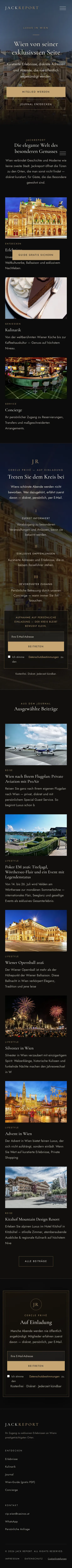 The mobile view of the Jackreport home page in full length