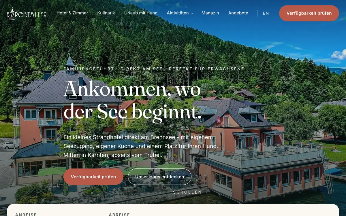 The new website of the Strandhotel Burgstaller