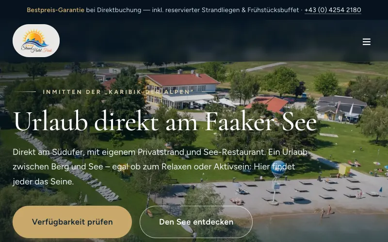 Die neue Website des Strandhotel Faak